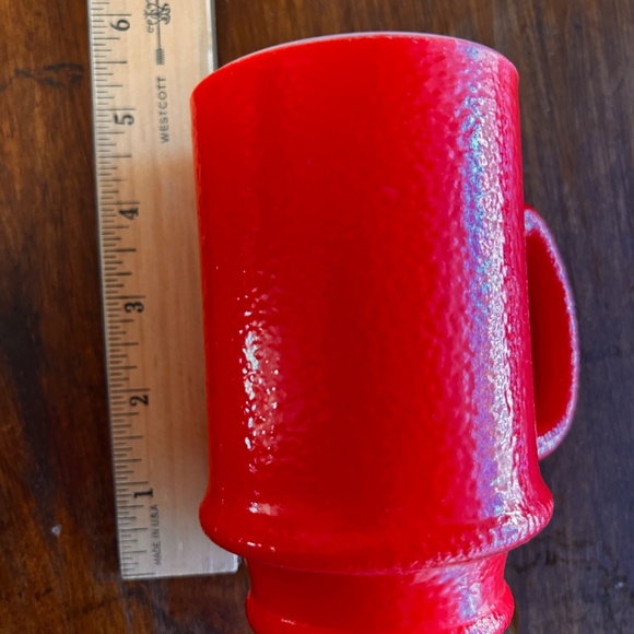 4 Vintage 60's Atlas Anchor Hocking FIre King RED Milkglass Mugs / Coffee Cups - Picture 7 of 9